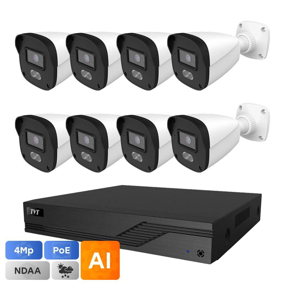 Комплект IP-відеонагляду на 8 камер TVT IP-Video Kit 8x4Mp (B) PoE: 8 циліндричних 4Mp відеокамери + 8-канальний 8Mp Киев - изображение 1