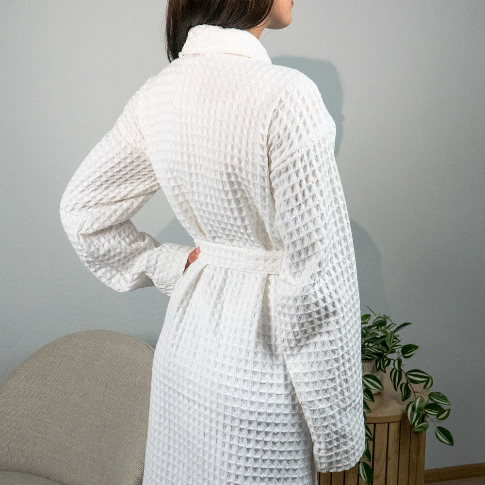 Вафельный халат женский с воротником, длинным рукавом YouStar 100% хлопок 380 г/м2 (Белый) S Сумы - изображение 5