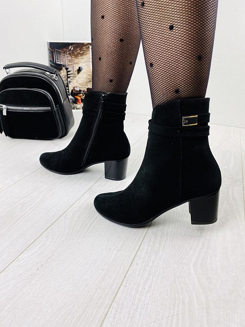 Черевики жіночі ARLETT чорні замша натуральна висота каблука 6см розмір 36р. 37р. (1216) Коломия - фото 8