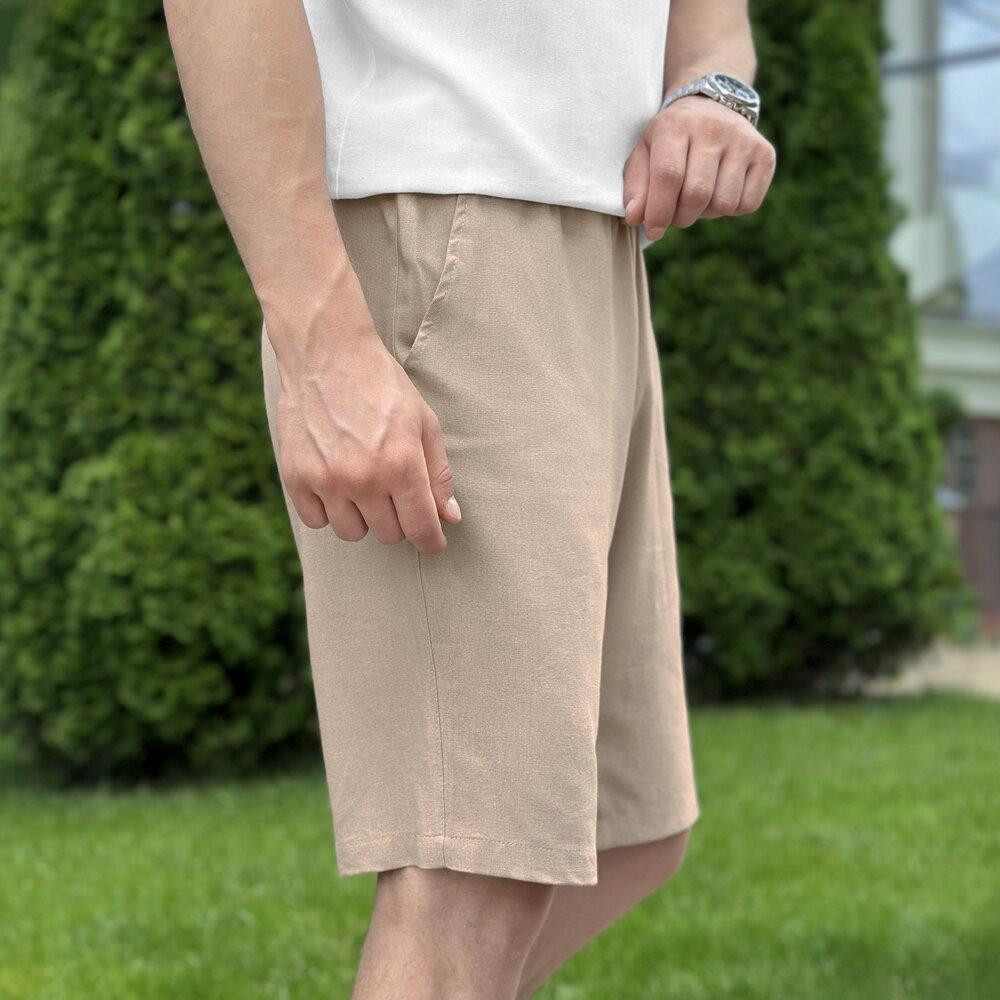 Шорти чоловічі льняні з кишенями бежеві Pobedov Marsel Київ - фото 3