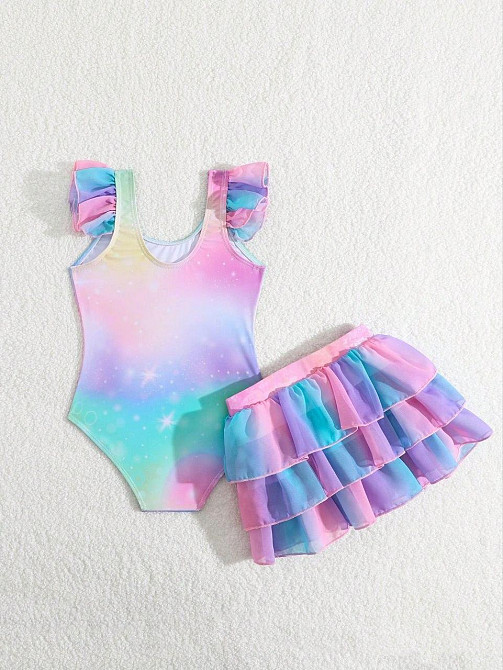 Купальник єдиноріг дитячий злитий комплект зі спідницею для дівчинки 120 см Київ - фото 5