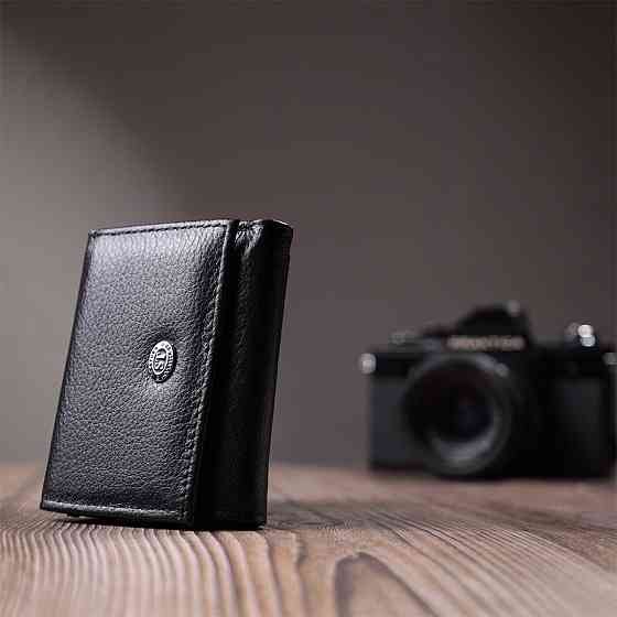 Небольшое женское портмоне с монетницей из натуральной кожи Черный (ST Leather) Киев