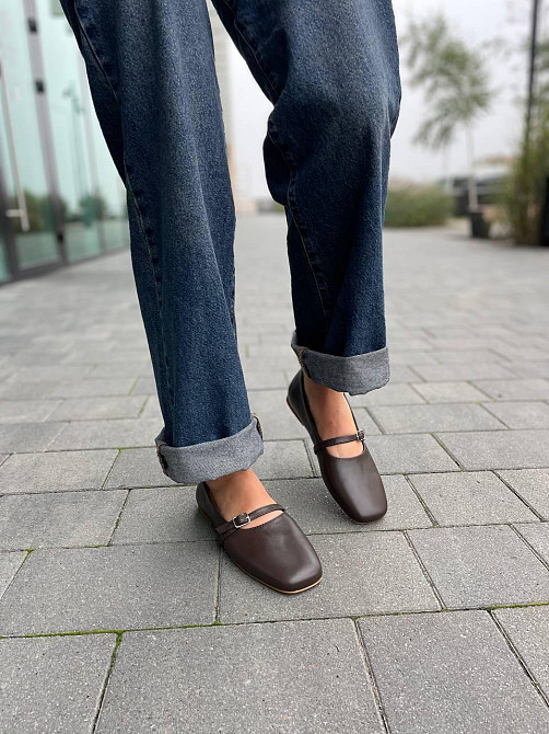 Roberto Netti Балетки женские Roberto Netti шоколадные натуральная кожа квадратный носок (3025) Коломия - фото 5