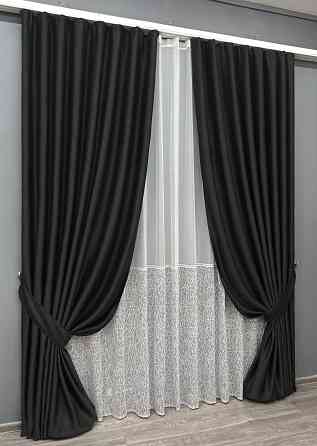 Комплект штор VR-Textil Bagema Rvs 100х270 2шт і Тюль 400х270 1895ш-1672т Чорний з білим 71-169/2 Київ