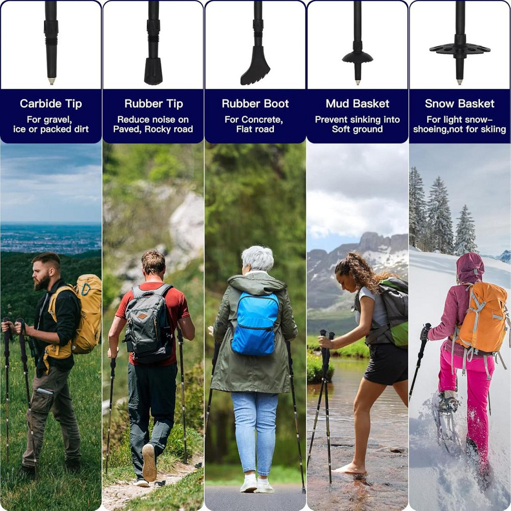 Легка складана трекінгова палка HUGSEE з алюмінію для жінок і чоловіків, EVA ручка, чохол та аксесуари Київ - фото 6