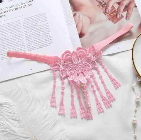 Еротичні стрінги з бусинками рожеві - розмір універсальний (на резинці), 15% нейлон, 85% поліестер Київ