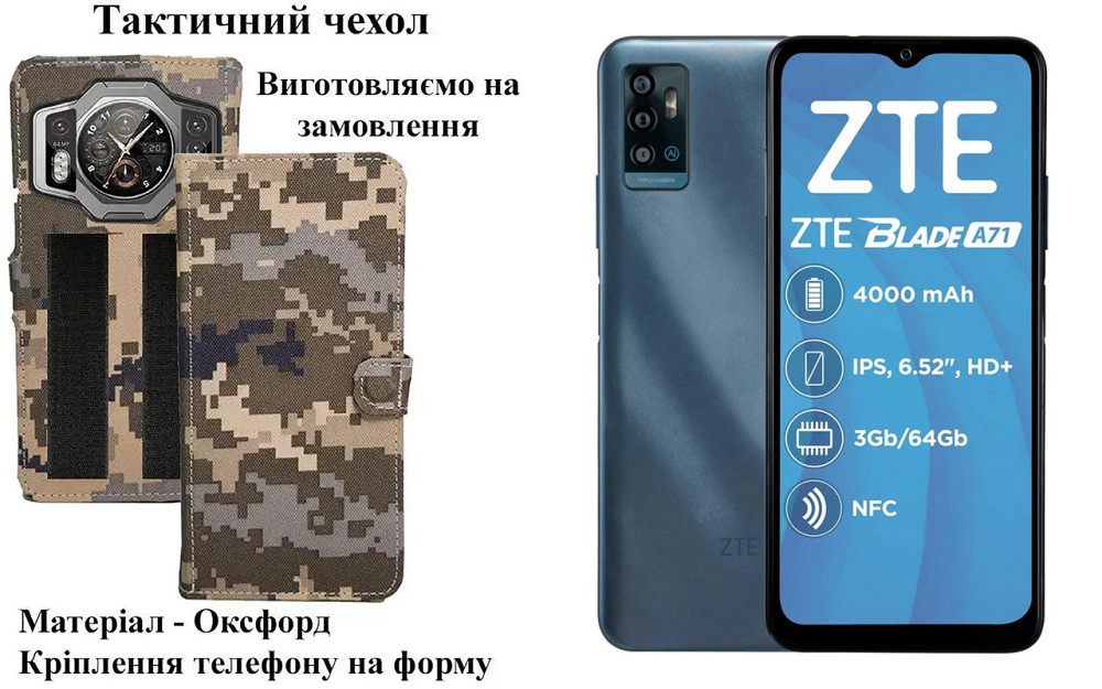Тактичний чохол для Tecno Pova 7 Neo, кріпиться до спорядження на липучці Київ - фото 1