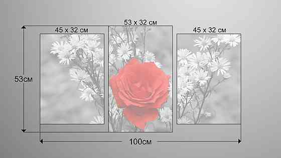 Модульная картина Цветы Красная Роза Art-150_3 Киев