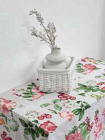 Ecotton Скатертина Ecotton 150х220 см бавовняна з рогожки рожева 29033/2 Літній букет Коломыя