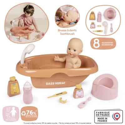 Игровой набор Smoby Ванна для пупса Беби Ньорс. Терракотовая пудра с аксессуарами, 42 см (7600220383) Винница