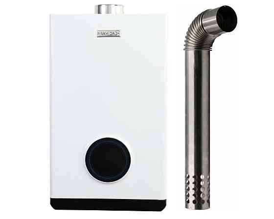 Газова колонка турбована Piramida 24 PG-24B проточний водонагрівач турбо із закритою камерою 10 л/хв димохід в комплекті Київ