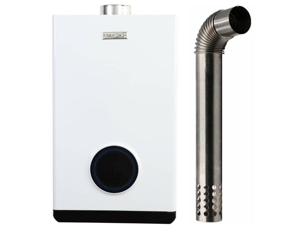 Газова колонка турбована Piramida 24 PG-24B проточний водонагрівач турбо із закритою камерою 12 л/хв димохід в комплекті Тернопіль - фото 1