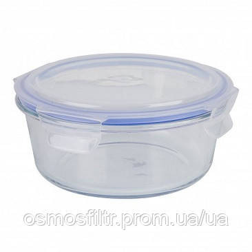 Контейнер для продуктов Axentia 950 мл стеклянный круглый с пласт крышкой прозрачный Д 17 см (133038) Киев - изображение 1