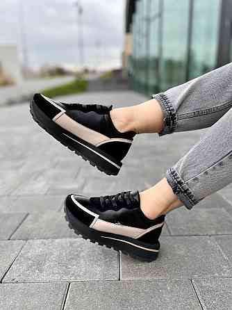 Olli Кросівки жіночі OLLI T-2-Атиа чорні+кофе (весна-осінь, шкіра натуральна) (4870) Коломыя