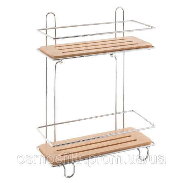 Полка Axentia Боня двухярусная хром сталь бамбук 26.5x13x34 см (282091) Киев - изображение 2