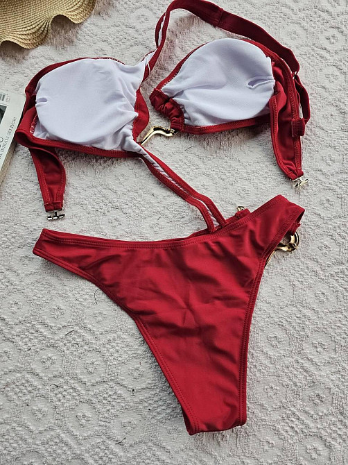 Жіночий суцільний купальник на одне плече Червоний S Харків - фото 2