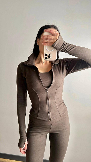 Женский термо костюм тройка: кофта топ и лосины трикотаж пума Мокко, 44/46 Одесса - изображение 9