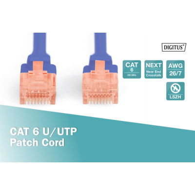 Патч-корд 10м, CAT 6 UTP, AWG 26/7, Cu, LSZH, blue Digitus (DK-1617-100/B) Вінниця - фото 2
