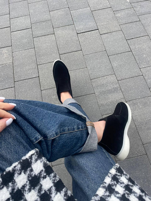 Лоферы женские GREMMY черные из натуральной замши с белой подошвой размер 36-41 (207/1) Коломыя - изображение 9