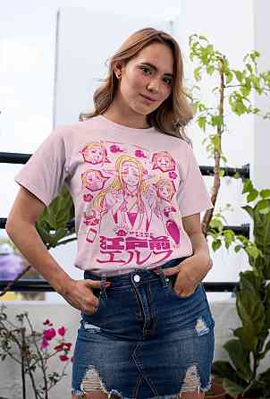 Футболка з аніме принтом Аніме Елф Едомае Манга оверсайз (S/M/L) Чорний AnimeJ0386 Дніпро