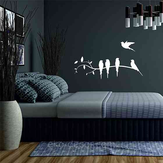 Декоративное настенное Панно «Птички на ветке», Декор на стену 70*23 см, Белый Киев