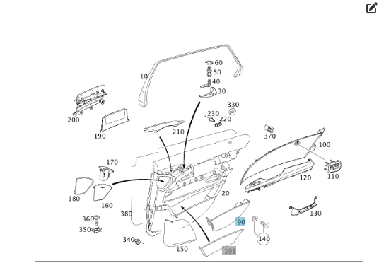 Mercedes-Benz  A2117300474 9F21 Кишеня чорна внизу карти задніх правих дверей E-class W211 E-class S211 Одесса - изображение 2