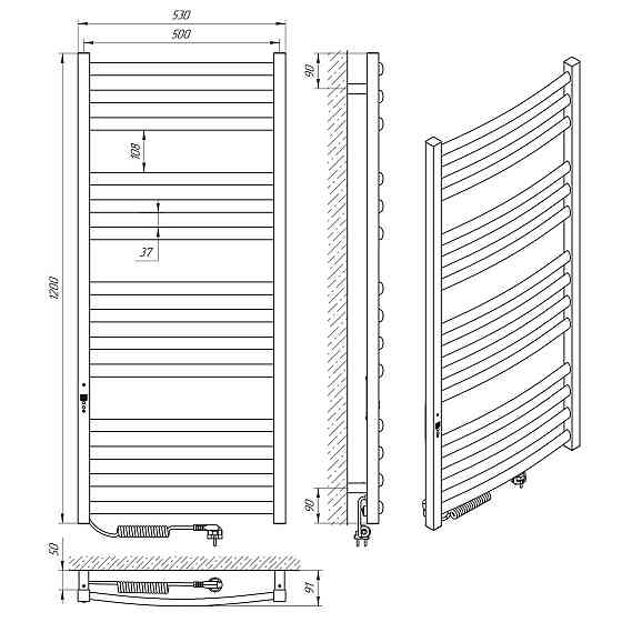 Електрична сушарка для рушників Laris Гранд П14 500Х1200 Е ліва під'єднання. Київ