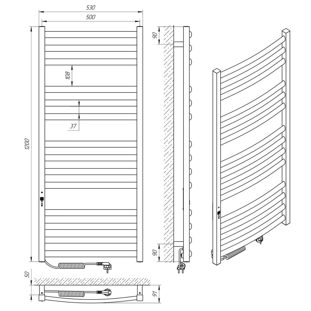 Електрична сушарка для рушників Laris Гранд П14 500Х1200 Е ліва під'єднання. Київ - фото 6