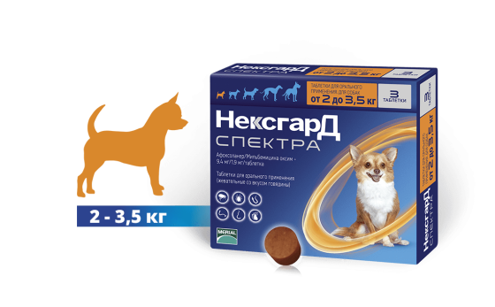 NexGard Spectra XS (Нексгард Спектра XS) таблетки від кліщів, бліх і гельмінтів для собак вагою від 2 до 3.5 кг Запоріжжя