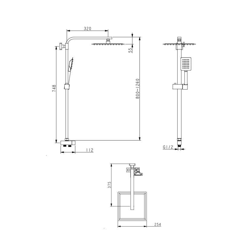 Душевая стойка универсальная Lidz Kubis 1120 Nickel на два потребителя из нержавеющей стали Харьков - изображение 2