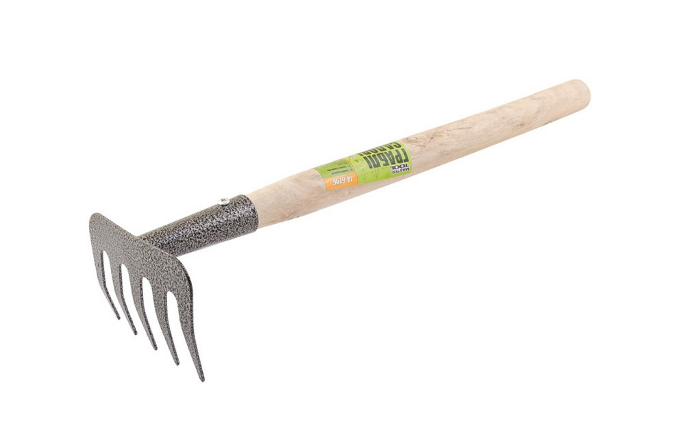 Граблі садові MASTERTOOL 5 зубів 375×95 мм з подовженою дерев'яною ручкою 14-6196 Коломия - фото 2