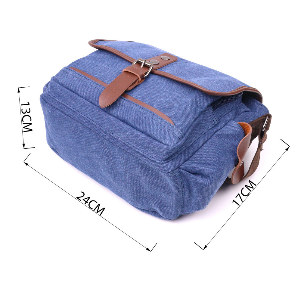 Интересная горизонтальная мужская сумка из текстиля 21250 Vintage Синяя Киев - изображение 9