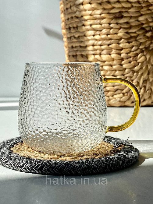 Кухоль чашка Olens "Крижана гіза" 430 мл 8030-268 прозорий із жовтою ручкою Київ - фото 1