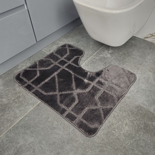 Килимок для ванних кімнат поліпропіленовий TM DarianA Standard u-cut 60*50 сірий геометрія Житомир - фото 4