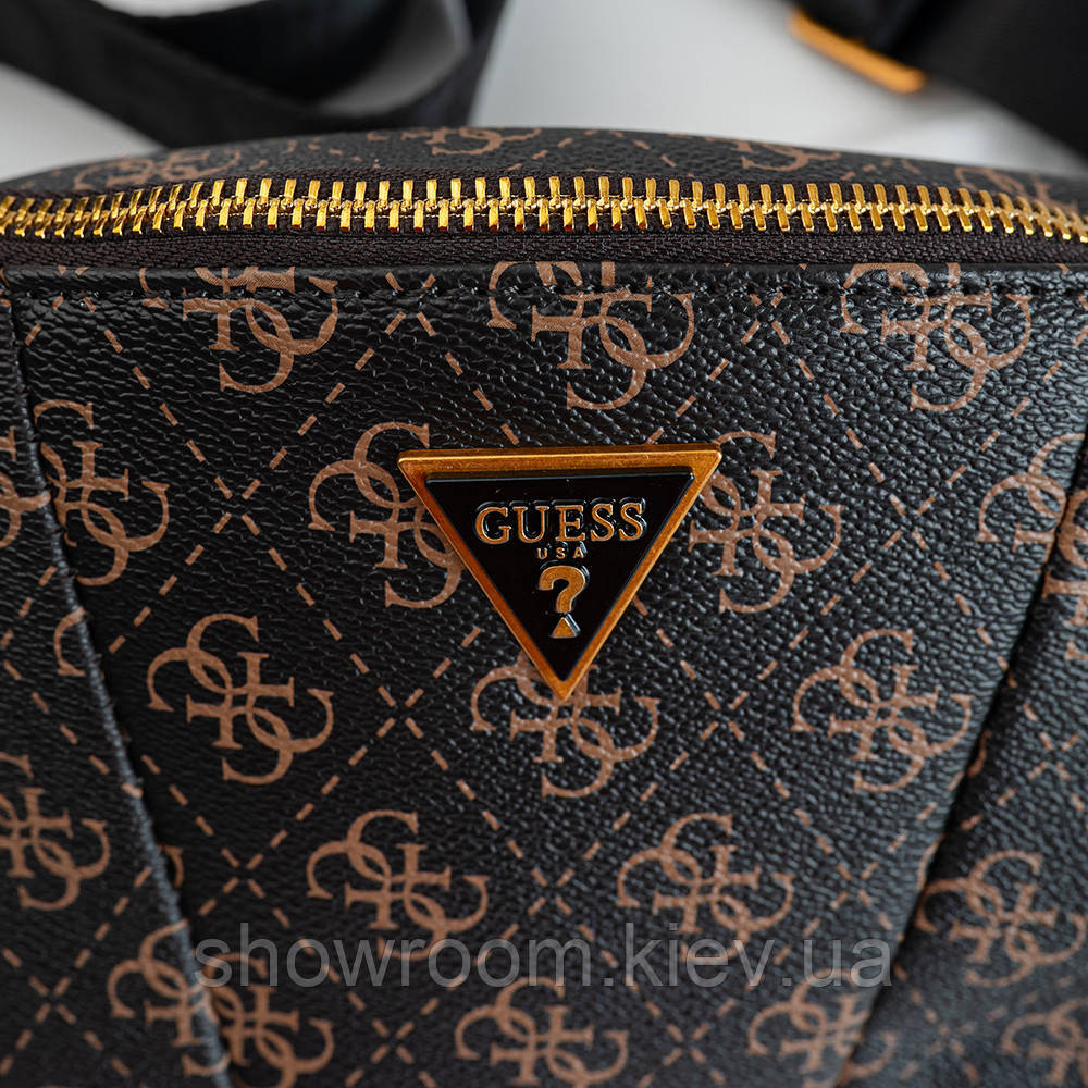 Жіноча сумка "бананка", слінг на пояс та на груди Guess (7518) коричнева Київ - фото 3