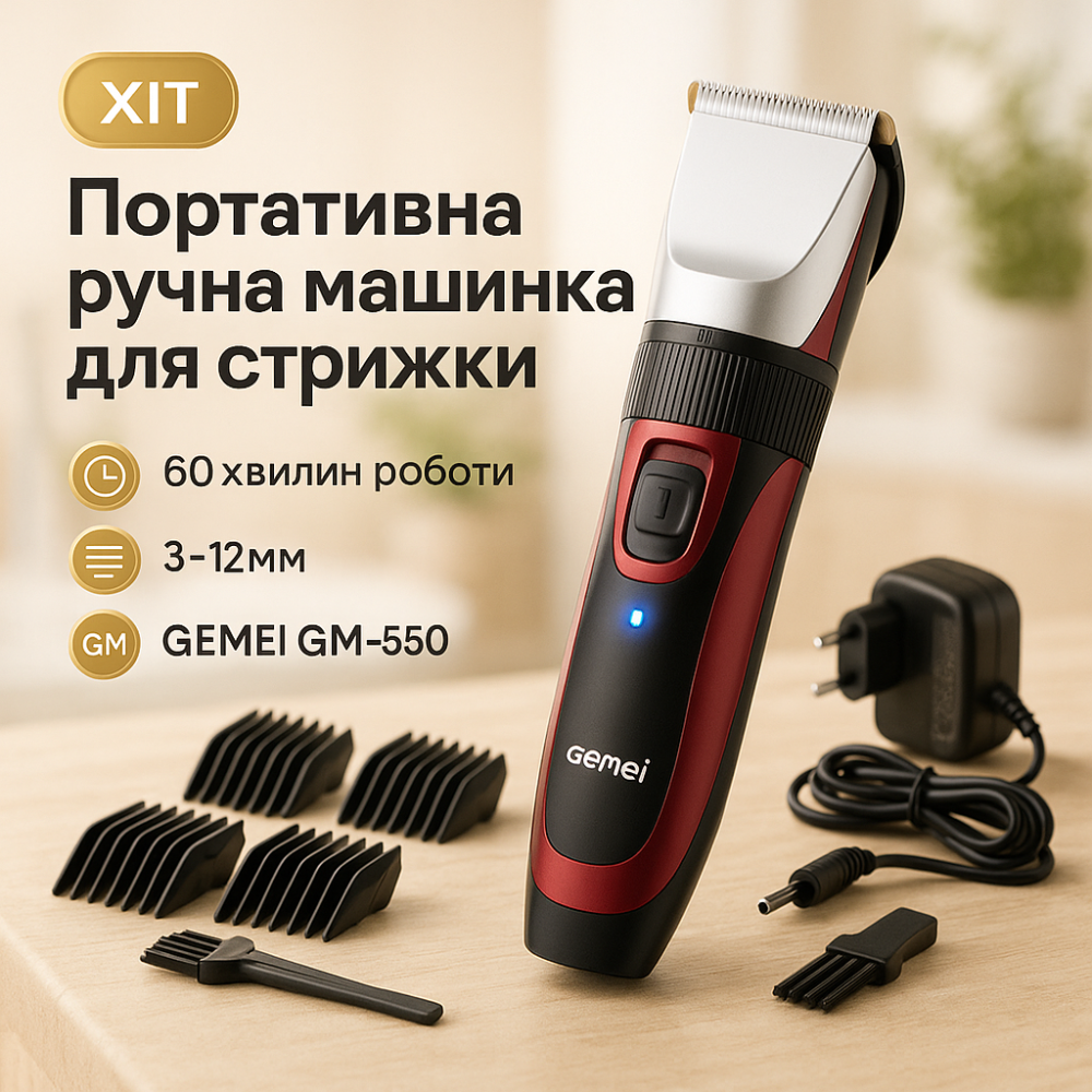 Машинка для стрижки с дополнительными насадками, Триммер для сложной стрижки волос DJ-47 Львов - изображение 17