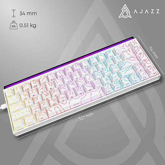 Клавіатура Ajazz NK68 Red Switch White USB-C (NK68-R-S-W) ( 20881 ) Харків
