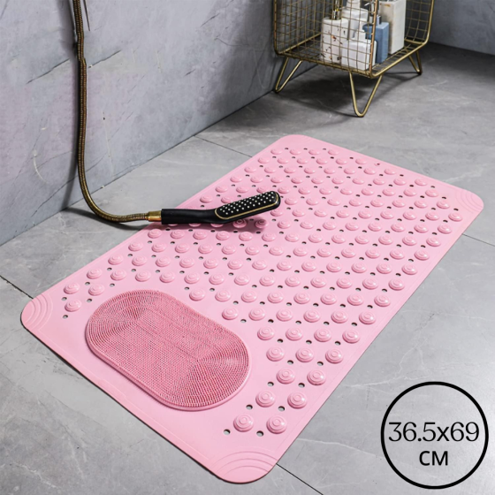 Коврик атискользящий для ванной комнаты и душа,массажный для ног силиконовый с присосками, розовый 36.5х69 см Каменец-Подольский