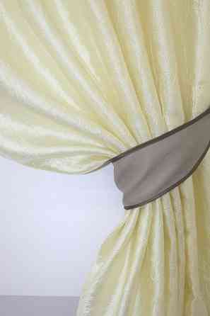 Кухонные шторы VR-Textil № 073к с ламбрекеном и подхватами светло-золотистый с какао 270х170 см (52-0168) Киев