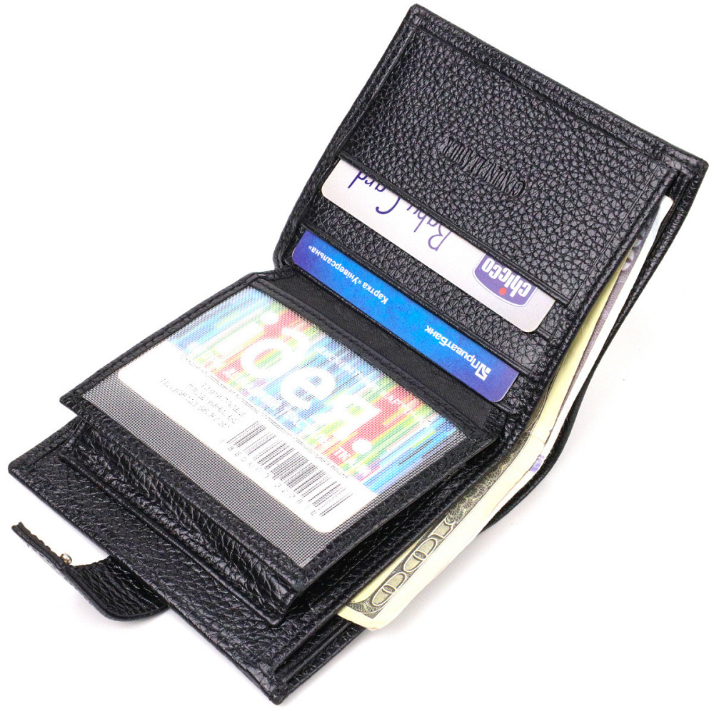 Красивий чоловічий гаманець із натуральної зернистої шкіри CANPELLINI 21730 Чорний Київ - фото 7