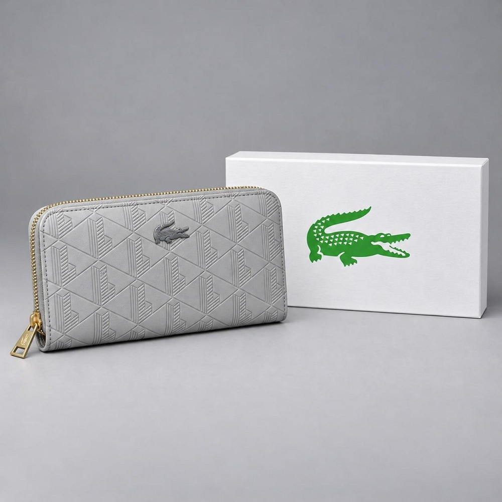 Мужской серый стильный кошелек Lacoste (В3) Киев - изображение 8