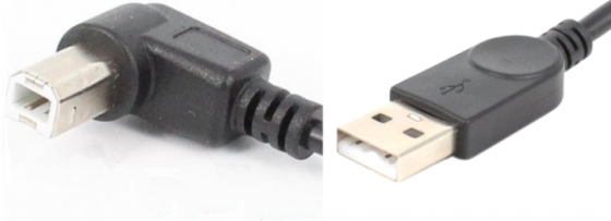 Кабель USB 2.0 AM-BM, 1.0 м, кут 90° направо, чорний Вінниця
