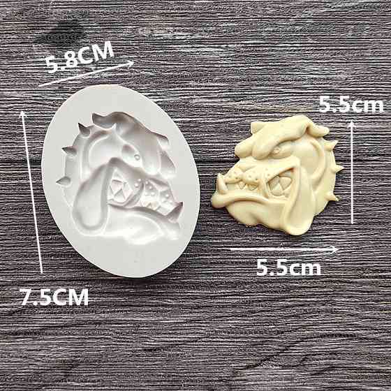 Молд силиконовый собака Бульдог 58 на 75 мм серый Киев