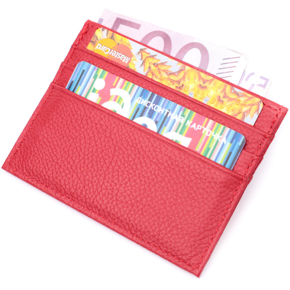 Яркий кард-кейс из натуральной кожи ST Leather 22445 Красный Киев - изображение 6