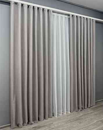 Комплект готових штор VR-Textil Блекаут двосторонній ASHEN NIGHT № 1848ш Кавово-сірий 200х290 см 2 шт (32-218) Київ