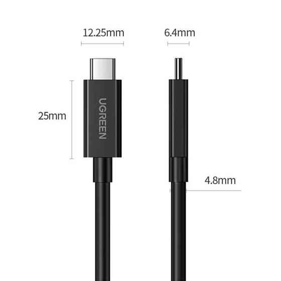 Кабель USB 4.0 Type-C M-M Thunderbolt , 0,8 м, (8K&40Gbps) Чорний, US501 Ugreen Вінниця