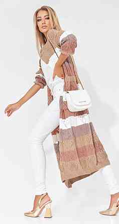 Ажурний кардиган із кишенями в смужку (48-52) Київ