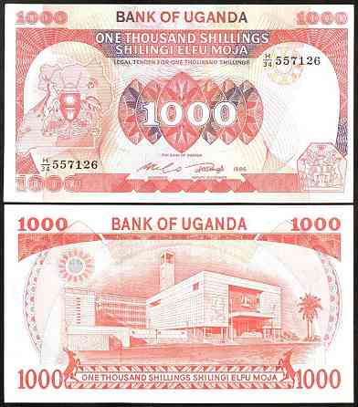 Uganda Уганда - 1000 Shillings 1986 Pick 26 UNC Полтава