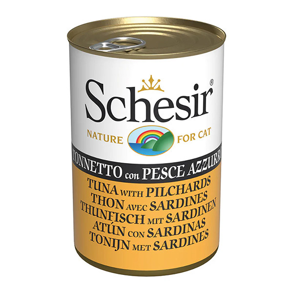 Schesir Tuna with Pilchards ШЕЗИР ТУНЕЦ С САРДИНОЙ в желе натуральные консервы для котов, влажный корм, банка 140г Киев - изображение 1