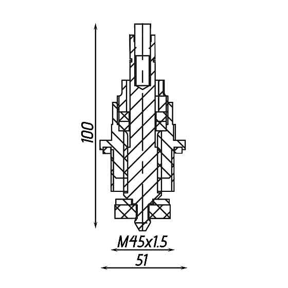 Вентильна головка без маховика для крана ХВ 1 1/2″ латунна М45 х 1,5 ливарна Б1822А VA (26289) (000026289) Київ